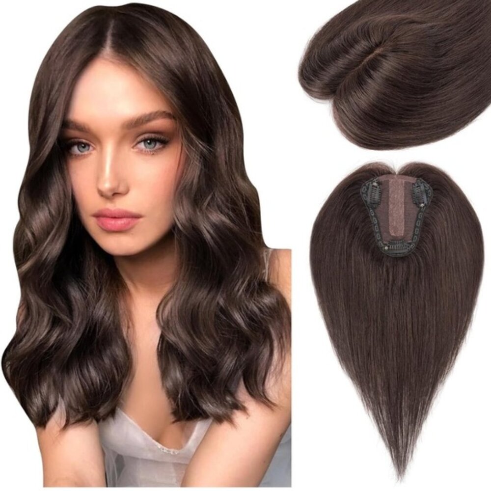 Human Hair Topper 100% Real Human Hair Topper No Bangs 8 * 10 Hand-crafted,30g